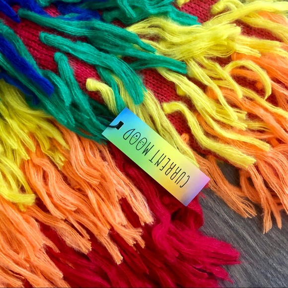 🆕 Dolls Kill 🌈 Rainbow Shaggy Fur Cardigan - Picture 6 of 7